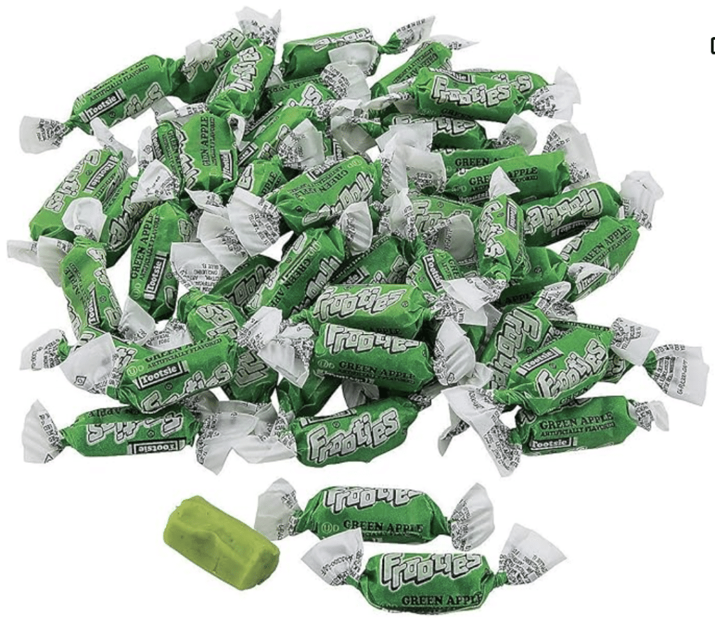 Fun Express - Green Apple Mini Tootsie Roll Frooties for Wedding - Edibles - Soft & Chewy Candy - Taffy & Marshmallow - Wedding - 360 Pieces